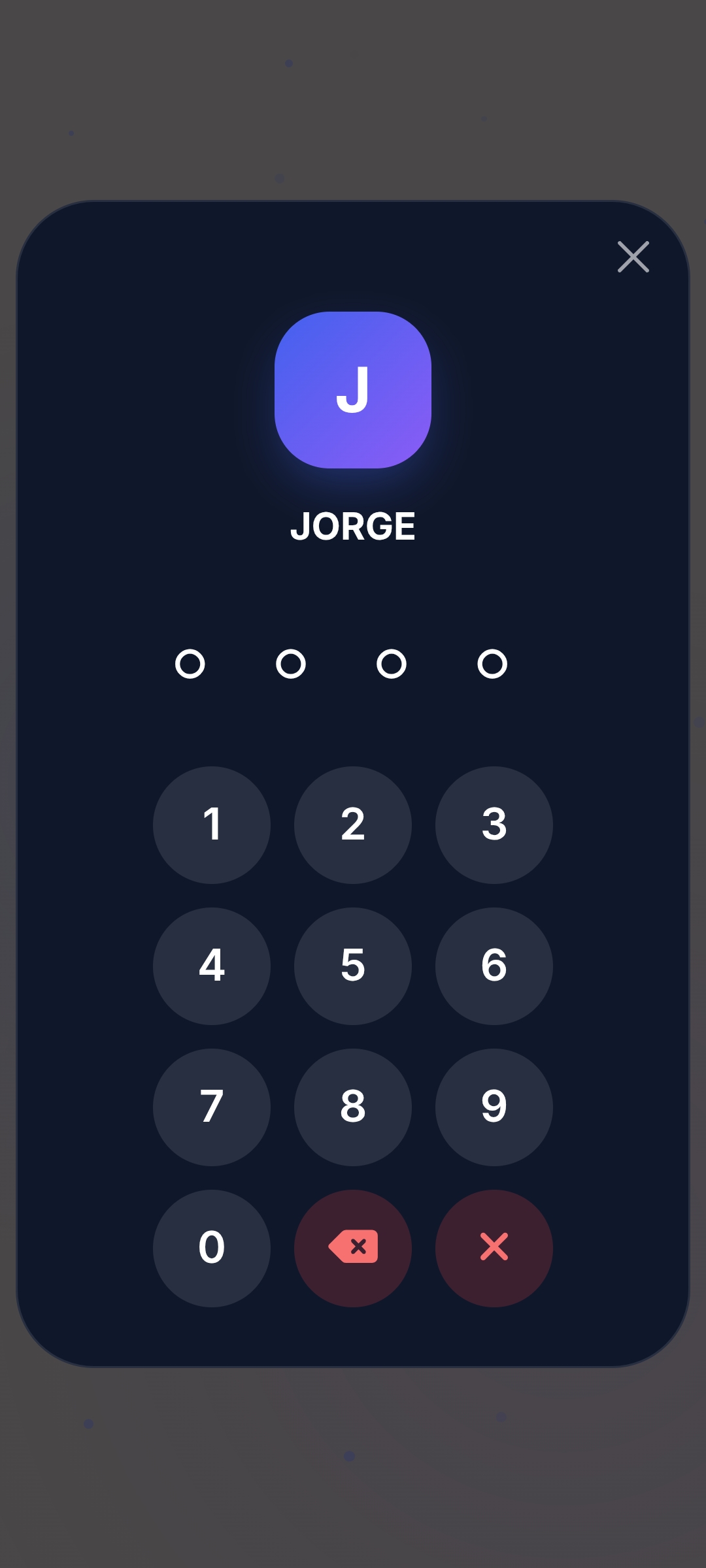 Pantalla de acceso con PIN de usuario en PixelPOS para controlar permisos y seguridad en negocios de Castellón.